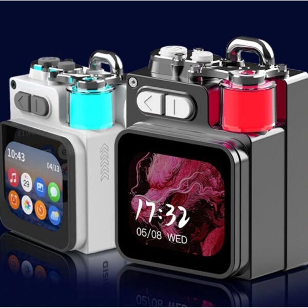 Wireless Bluetooth Speaker Mini, 2-Inch Touch Screen RGB Subwoofer, Small Portable Speaker with Alarm Clock Weather Calendar,1200mAh Battery, Metal Pendant Travel Large Hd Sound Pocket Stereo (White)