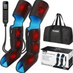 FIT KING Air Compression Leg Massager with Heat and Compression for Circulation and Pain Relief, Full Leg & Foot Massager for Swelling Edema RLS with Pressure Sensor LCD Display for Dad Mom Wife