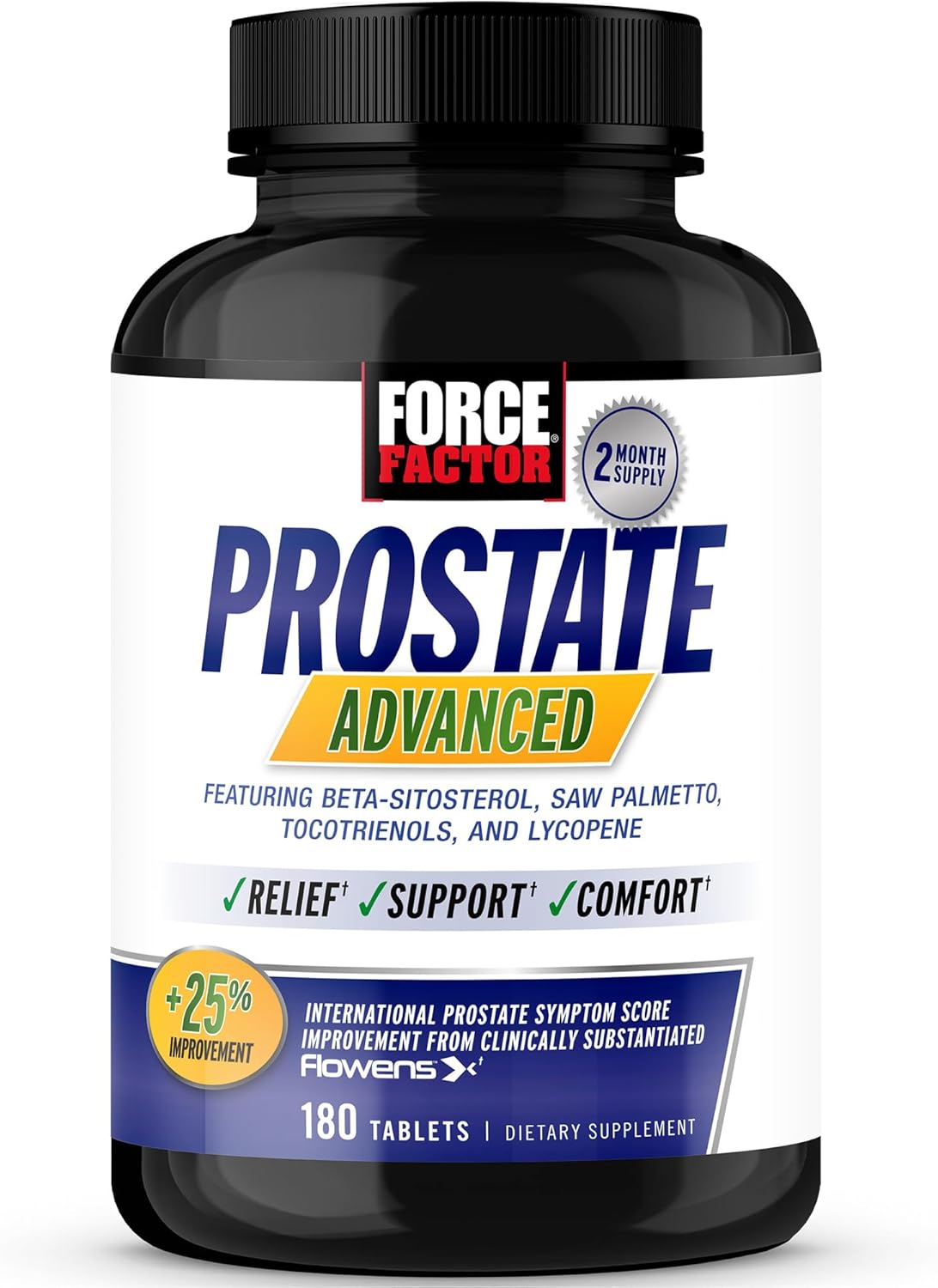 Force Factor Prostate Advanced, Health Supplement for Men for Reducing Nighttime Bathroom Trips, Bladder & Urinary Relief, with Saw Palmetto, Beta-Sitosterol, 180 Tablets (1-Pack) Force Factor Prostate Advanced, Health Supplement for Men for Reducing Nighttime Bathroom Trips, Bladder & Urinary Relief, with Saw Palmetto, Beta-Sitosterol, 180 Tablets (1-Pack)
