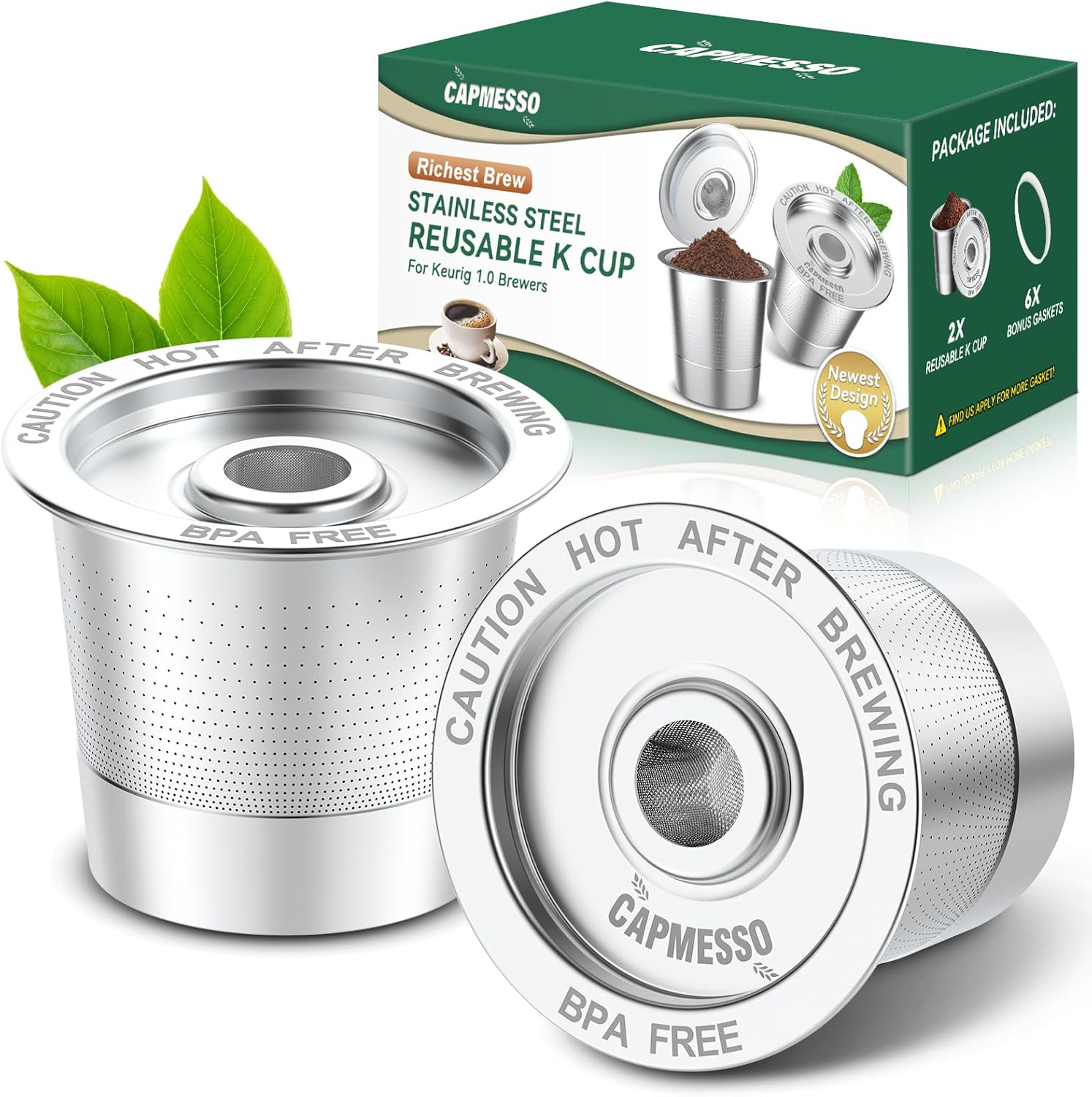 CAPMESSO Reusable K Cups Coffee Pods for Keurig 1.0: Stainless Steel Refillable K Cup - Reusable Coffee Filter for Keurig 1.0 Coffee Maker, Permanent, Eco-Friendly, Innovative Design(2 Pack) CAPMESSO Reusable K Cups Coffee Pods for Keurig 1.0: Stainless Steel Refillable K Cup - Reusable Coffee Filter for Keurig 1.0 Coffee Maker, Permanent, Eco-Friendly, Innovative Design(2 Pack)