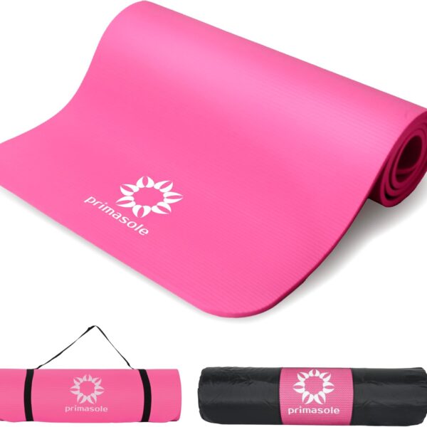 Primasole Thick Yoga Mat, 1/2-Inch Extra Thick NBR Mat with Enhanced Stability - Textured Design, Lightweight Mat with Carrying Strap & Case for Yoga, Pilates, Gym & Home Use (Multiple Colors)