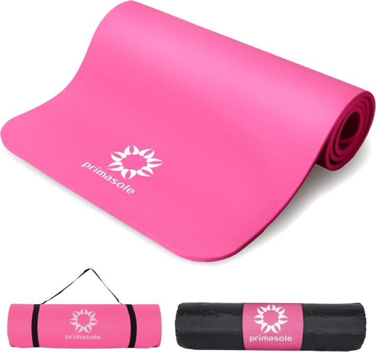 Primasole Thick Yoga Mat, 1/2-Inch Extra Thick NBR Mat with Enhanced Stability - Textured Design, Lightweight Mat with Carrying Strap & Case for Yoga, Pilates, Gym & Home Use (Multiple Colors)