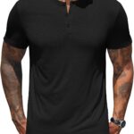COOFANDY Men's Henley Shirts Short Sleeve Casual Basic Henley Tee Summer Button Lightweight Stretch T Shirts