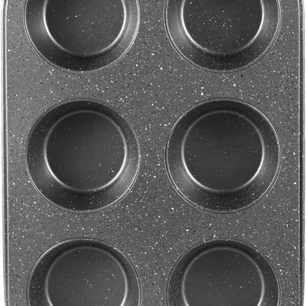 Walooza Nonstick 6-Cup Muffin Pan, Carbon Steel Cupcake Baking Tray, Small Cheesecake Pan for Toaster Oven, Easy Clean & Dishwasher Safe