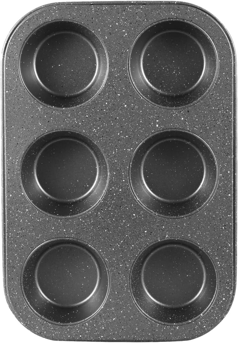 Walooza Nonstick 6-Cup Muffin Pan, Carbon Steel Cupcake Baking Tray, Small Cheesecake Pan for Toaster Oven, Easy Clean & Dishwasher Safe