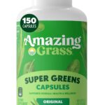 Amazing Grass Super Greens Capsules, Superfood, Greens Pills, Organic Spirulina, Chlorella, Beet Root Powder, Digestive Enzymes & Probiotics, Greens Supplement Capsules, 150 Count (Packaging May Vary)