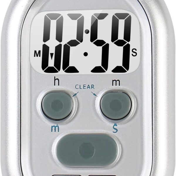 x-wlang 3-in-1 Alerts timer 1013 with vibration ,beep and flash.(kitchen timer ,medical timer,therapeutic timer), silver