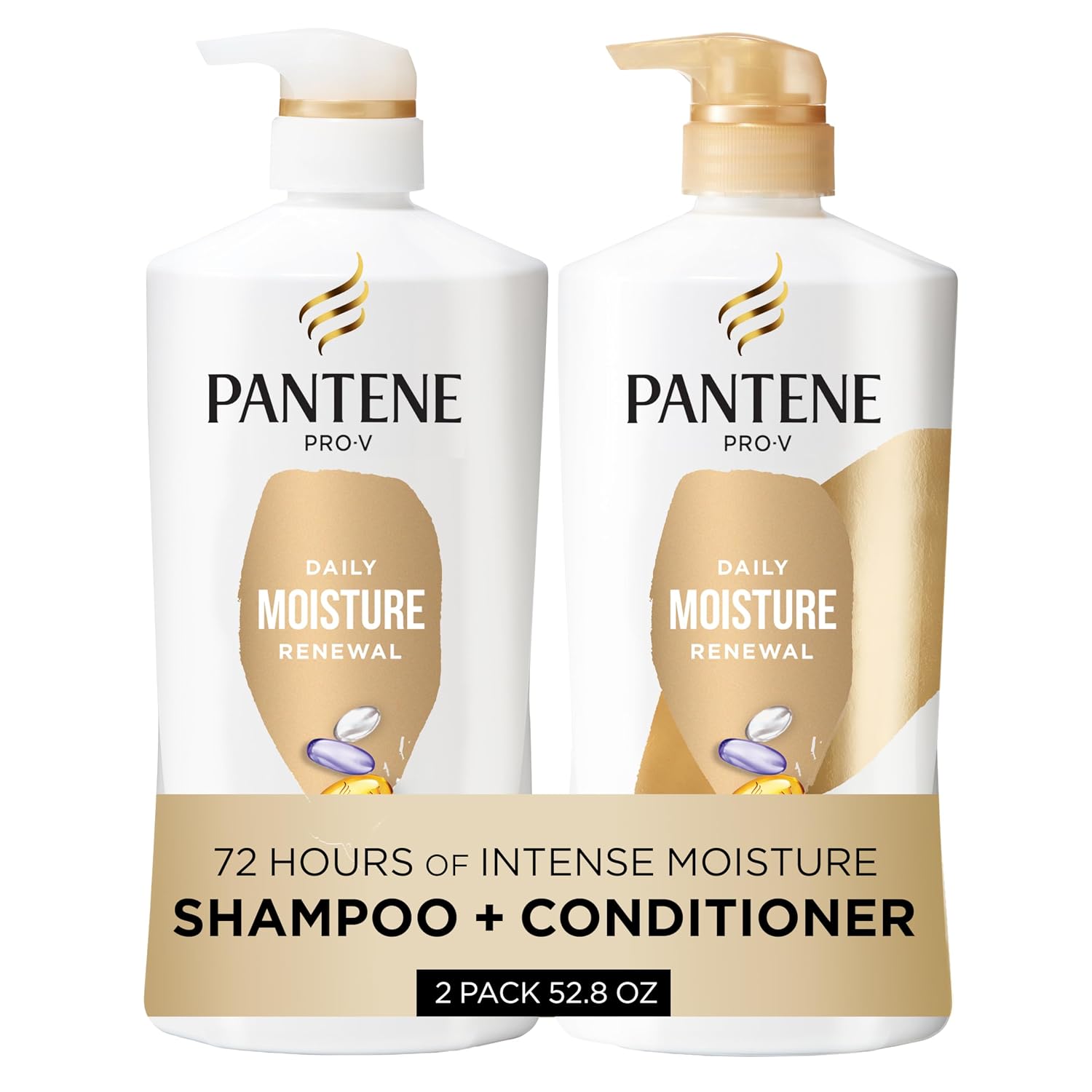 Pantene Shampoo & Conditioner Set, Daily Moisture Renewal - Pro-V Nutrients for Dry, Color-Treated, Straight to Curly Hair, 72-Hour Hydration & Softness, 52.8 Oz Total + Miracle Rescue Shot (0.5 Oz) Pantene Shampoo & Conditioner Set, Daily Moisture Renewal - Pro-V Nutrients for Dry, Color-Treated, Straight to Curly Hair, 72-Hour Hydration & Softness, 52.8 Oz Total + Miracle Rescue Shot (0.5 Oz)