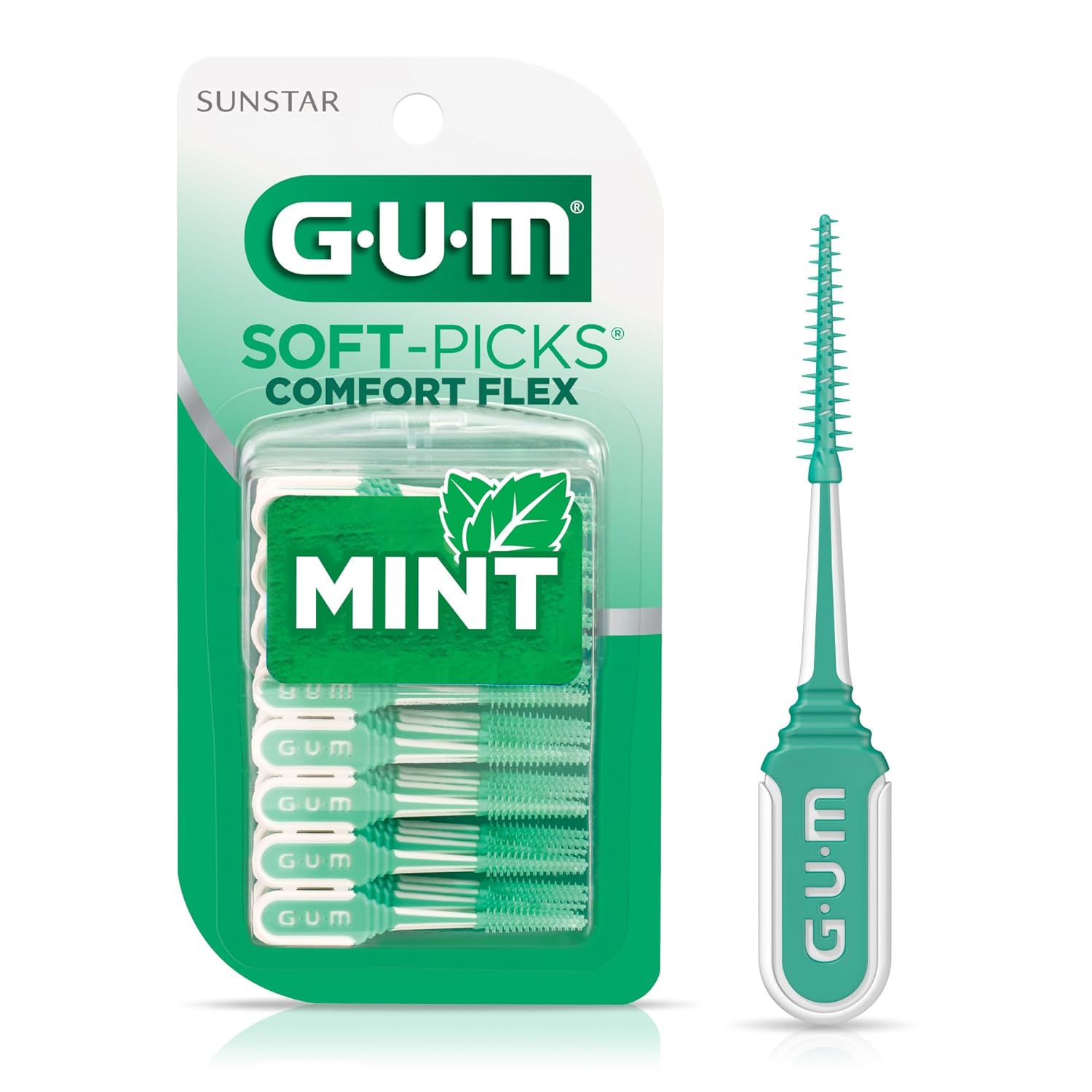 GUM Soft-Picks Comfort Flex Mint Easy-to-Use Interdental Picks for Plaque Removal & Gum Health with Convenient Carry Case, Dentist Recommended, 80 Count GUM Soft-Picks Comfort Flex Mint Easy-to-Use Interdental Picks for Plaque Removal & Gum Health with Convenient Carry Case, Dentist Recommended, 80 Count