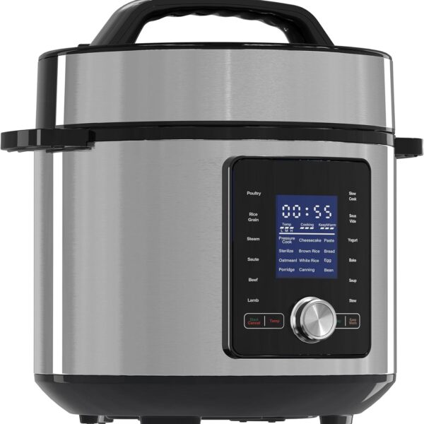 NEWBULIG 6.3 Quart Electric Pressure Cooker, Stainless Steel Multi Cooker Pressure, 24-in-1 Slow Cooker for Rice, Meat Stew, Porridge, Multigrain, Soup, Bean, Bake, Steam, Yogurt Maker