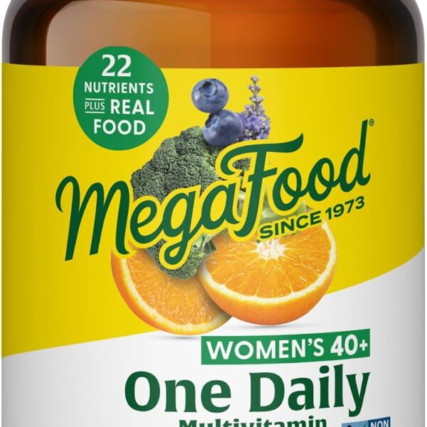 MegaFood, Women Over 40 One Daily, Daily Multivitamin and Mineral Dietary Supplement with Vitamins C, D, Folate, Biotin and Iron, Non-GMO, Vegetarian, 90 tablets (90 servings)