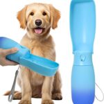 Dog Water Bottle, Travel Puppy Water Bowl, Leak Proof Portable Puppy Water Dispenser, Foldable Dog Water Bottle for for Pets Outdoor Walking, Hiking, Travel, Food Grade Plastic - 19oz Blue