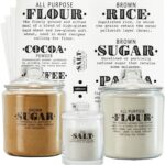 Talented Kitchen Preprinted Pantry Labels - Waterproof Kitchen Organization & Food Storage Labels - Flour, Sugar & Cornmeal Vinyl Sticker Set - 36 Pack, Medium, Clear Vinyl, Black Print