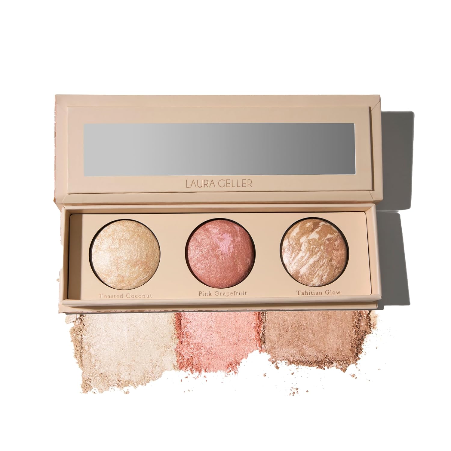 LAURA GELLER NEW YORK Geller's Greatest Lift-n-Glow Baked Trio Palette - Highlighter, Blush, Bronzer - All Skin Tones LAURA GELLER NEW YORK Geller's Greatest Lift-n-Glow Baked Trio Palette - Highlighter, Blush, Bronzer - All Skin Tones