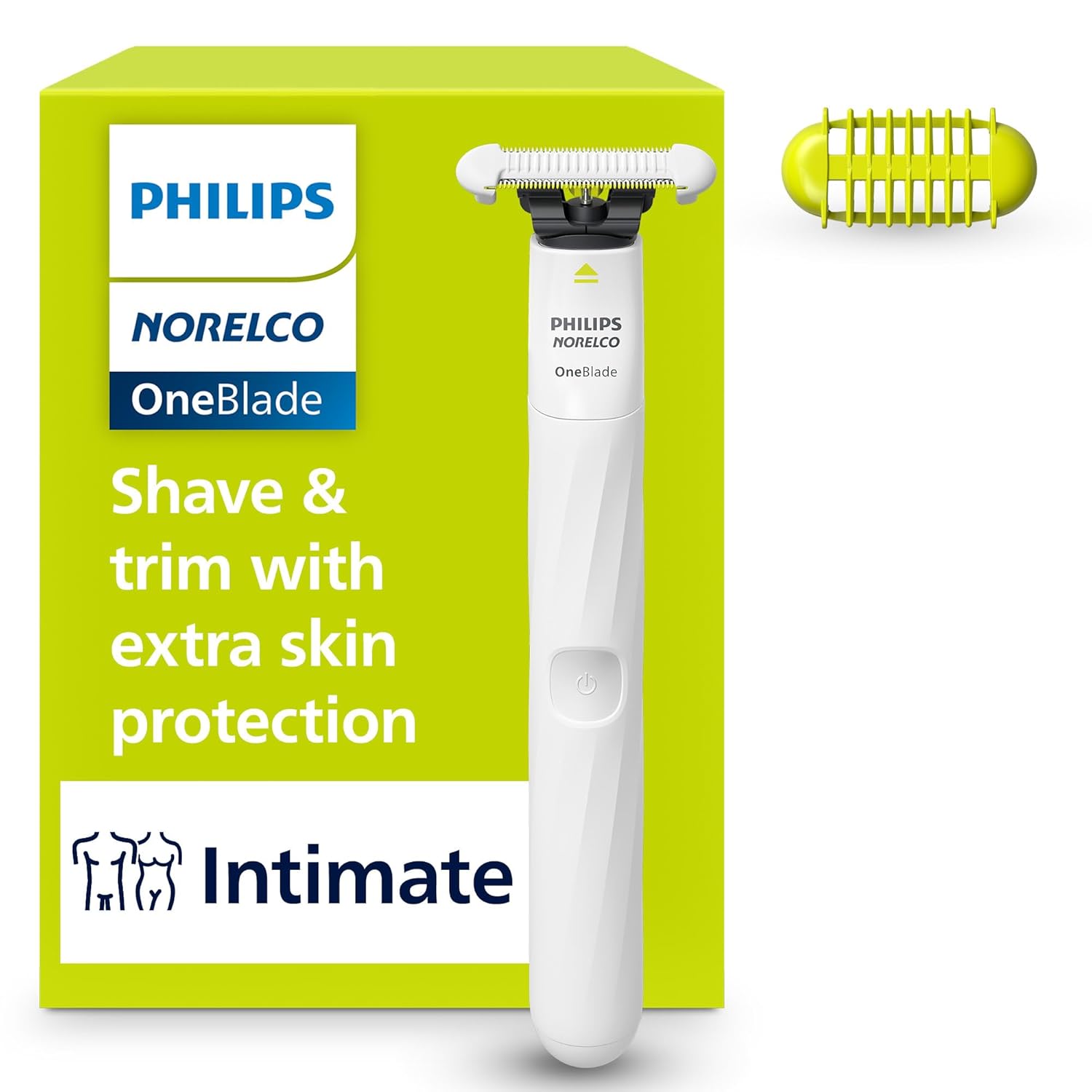 Philips Norelco OneBlade Intimate, Designed For Pubic Grooming, Trim & Shave With Extra Skin Protection, Model QP1924/70 Philips Norelco OneBlade Intimate, Designed For Pubic Grooming, Trim & Shave With Extra Skin Protection, Model QP1924/70