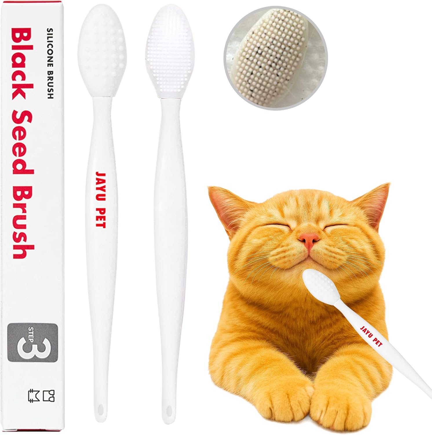 JAYU PET Black Seed Brush - Cat Grooming Brush for Chin Acne & Blackhead Exfoliation, Double-sided (1PCS) JAYU PET Black Seed Brush - Cat Grooming Brush for Chin Acne & Blackhead Exfoliation, Double-sided (1PCS)
