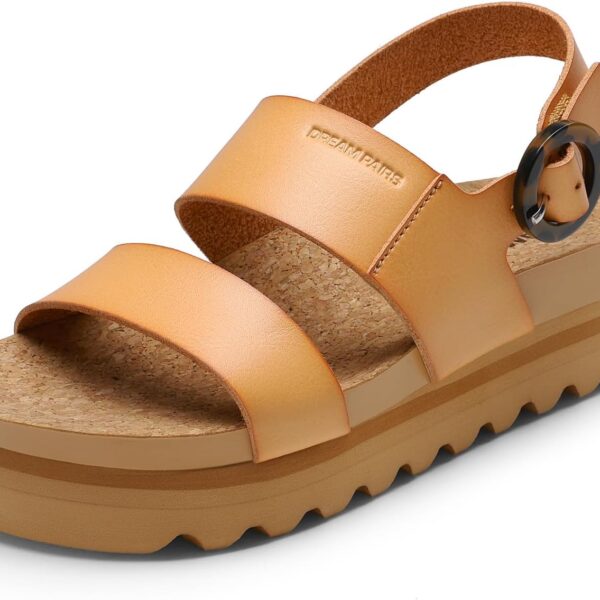 DREAM PAIRS Women's Orthopedic Arch Support Platform Sandals Comfortable Cork Insole Low Wedges Sandals Flatform Summer Dress Shoes Cute Buckle Wedges for Beach