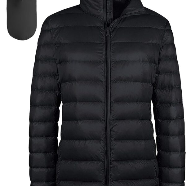 wantdo Women's Packable Puffer Jacket Ultra-Light Short Down Jacket | Foldable,with Carrying Pouch,Silm Fit,Mild Cold Weather Wear,Stand Collar,for Travel and Daily,Lightweight