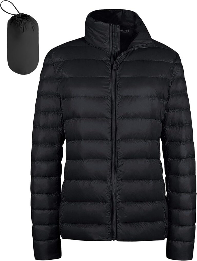 wantdo Women's Packable Puffer Jacket Ultra-Light Short Down Jacket | Foldable,with Carrying Pouch,Silm Fit,Mild Cold Weather Wear,Stand Collar,for Travel and Daily,Lightweight