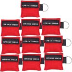 10pcs CPR Face Shield Mask Keychain Keying CPR Face Shields Pocket Mask (Red-10)