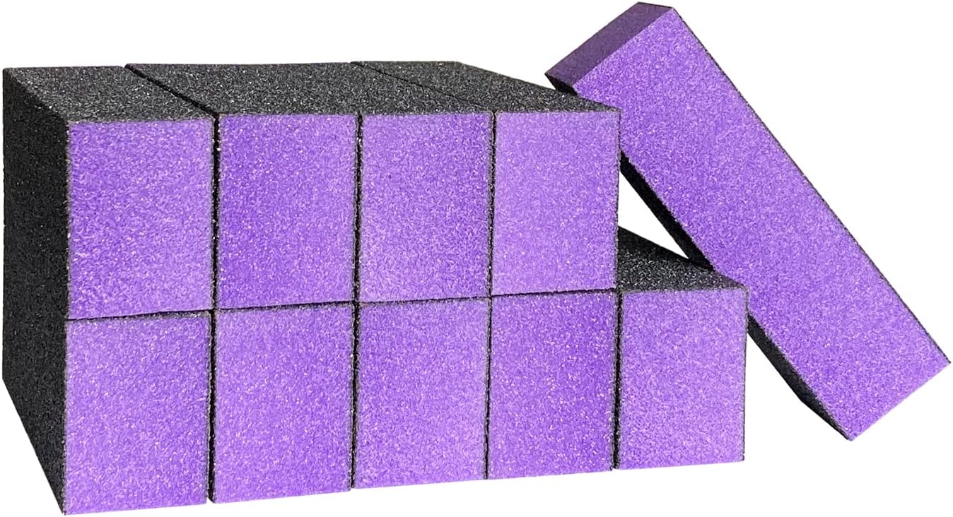 HeeYaa 10 Pcs Nail Buffer Sanding Block Polisher Buffing File 100/180 Grit 3 Sides Nail Files Art Pedicure Manicure File(Black Purple) HeeYaa 10 Pcs Nail Buffer Sanding Block Polisher Buffing File 100/180 Grit 3 Sides Nail Files Art Pedicure Manicure File(Black Purple)