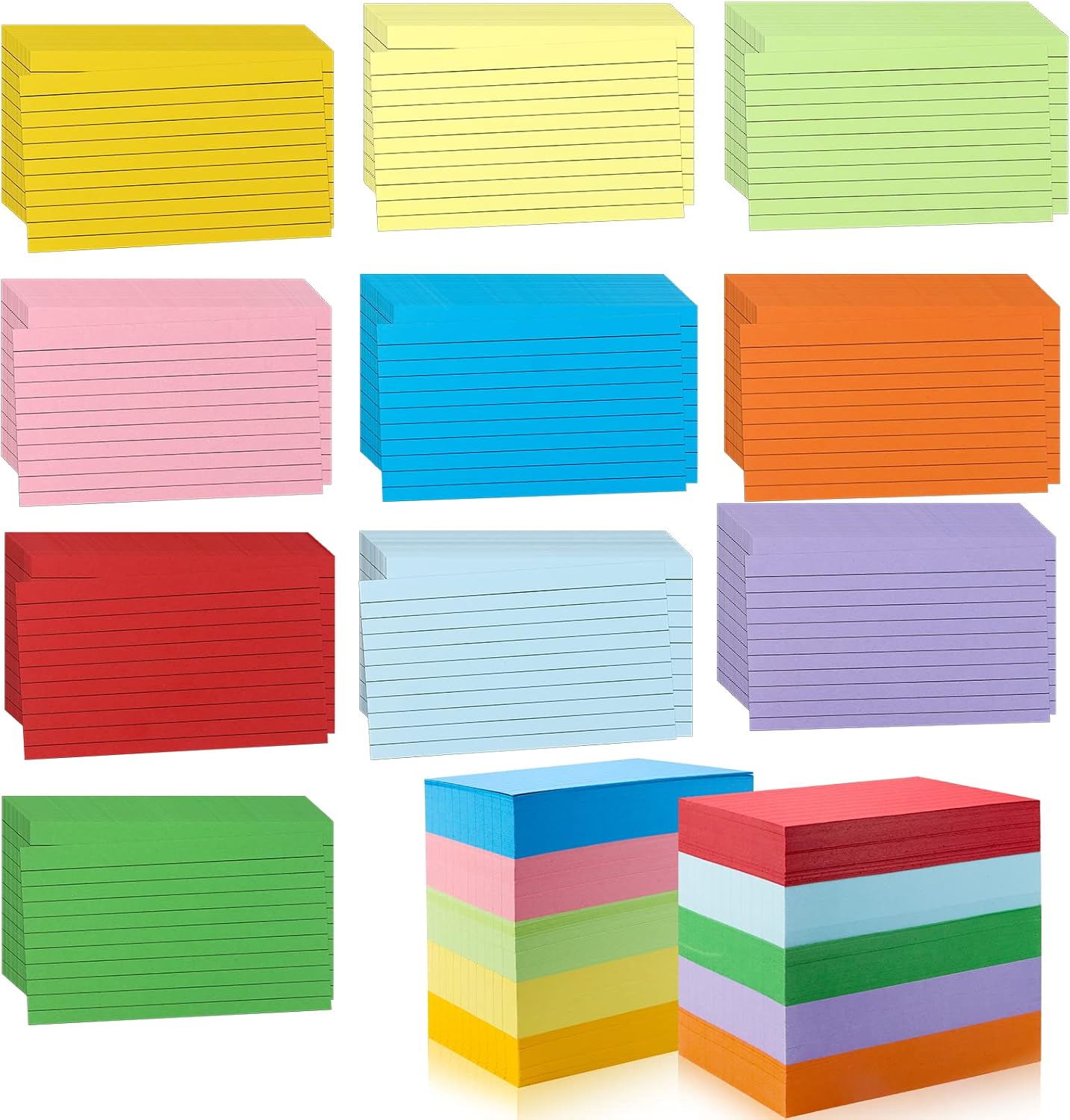1200 Pieces Index Cards Ruled 3 x 5 Color Index Cards Bulk, Flash Cards, Study Cards, Note Cards for Learning School and Office Uses, 10 Colors 1200 Pieces Index Cards Ruled 3 x 5 Color Index Cards Bulk, Flash Cards, Study Cards, Note Cards for Learning School and Office Uses, 10 Colors