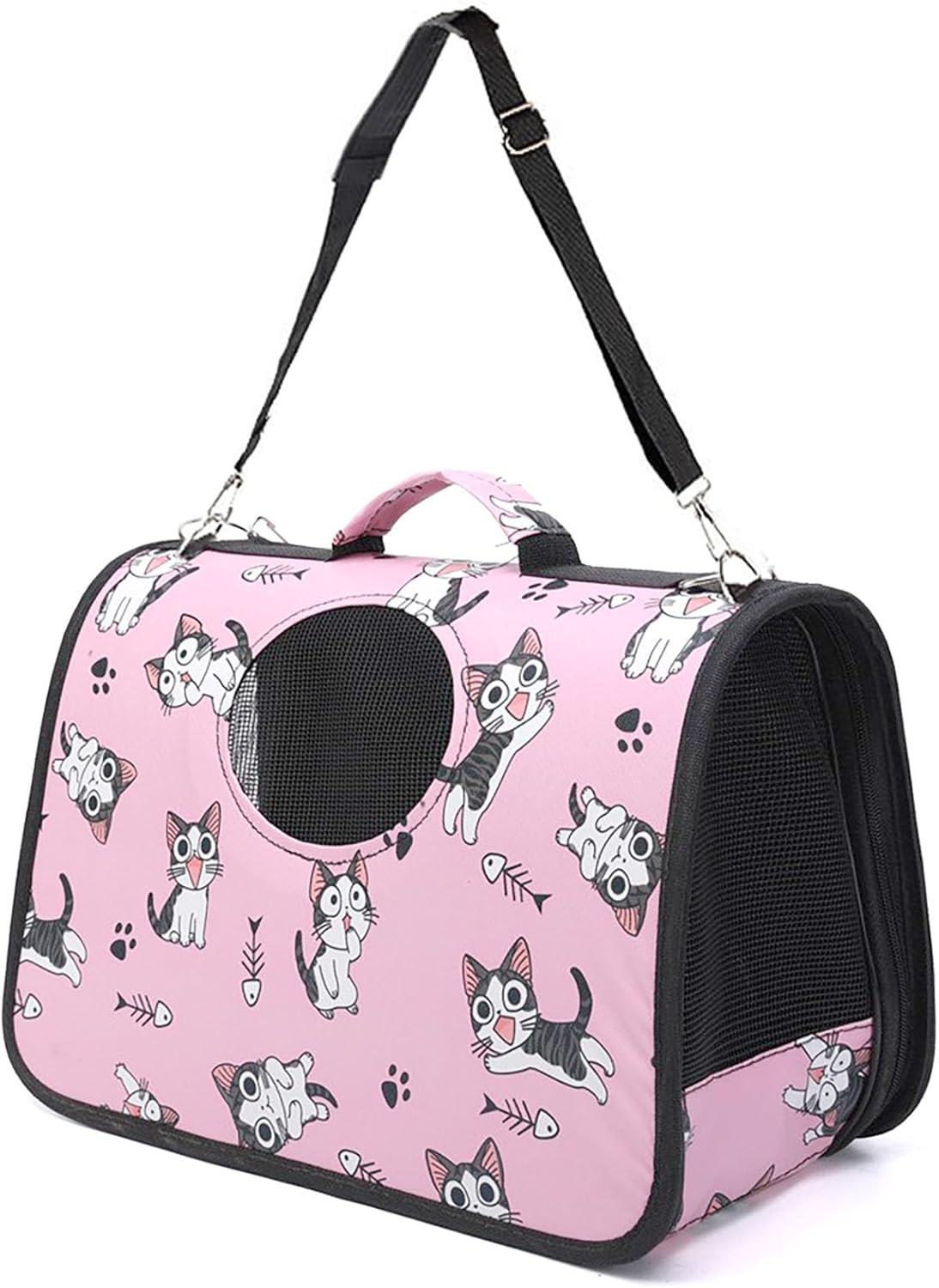 Pet Carrier with Shoulder Strap, 14 Inch x 9.4 Inch x 7 Inch Foldable Pink Breathable High Strength Oxford for Less Than 4.4 Pound Dog and Cat (Small) Pet Carrier with Shoulder Strap, 14 Inch x 9.4 Inch x 7 Inch Foldable Pink Breathable High Strength Oxford for Less Than 4.4 Pound Dog and Cat (Small)