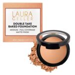 LAURA GELLER NEW YORK Baked Double Take Powder Foundation  Longwear Buildable Medium to Full Coverage  Matte Finish  Non-Caking Formula Handmade in Italy  Mature & Sensitive Skin  Medium
