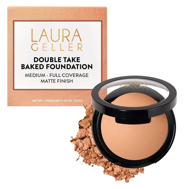 LAURA GELLER NEW YORK Baked Double Take Powder Foundation  Longwear Buildable Medium to Full Coverage  Matte Finish  Non-Caking Formula Handmade in Italy  Mature & Sensitive Skin  Medium