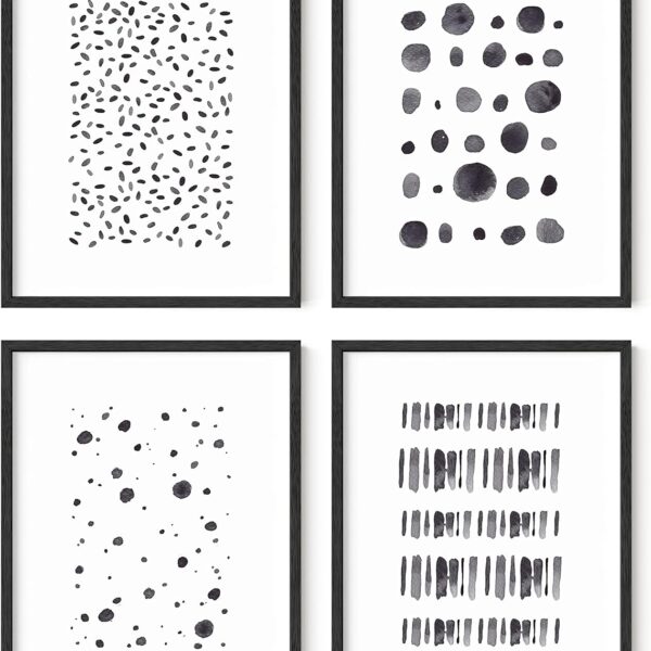 HAUS AND HUES Abstract Artwork for Walls | Wall Art for Living Room Black and White Wall Decor (8"x10" UNFRAMED)