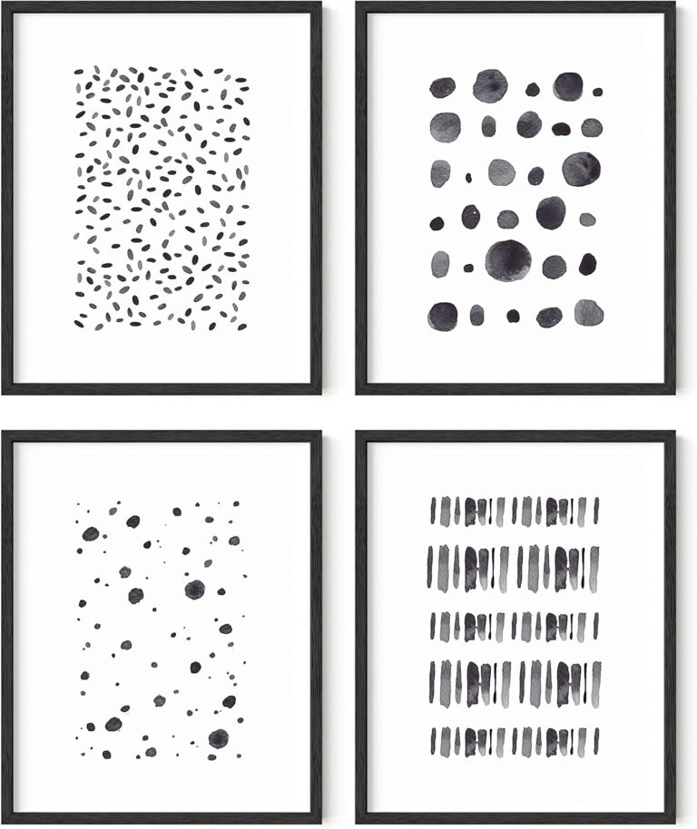 HAUS AND HUES Abstract Artwork for Walls | Wall Art for Living Room Black and White Wall Decor (8"x10" UNFRAMED)