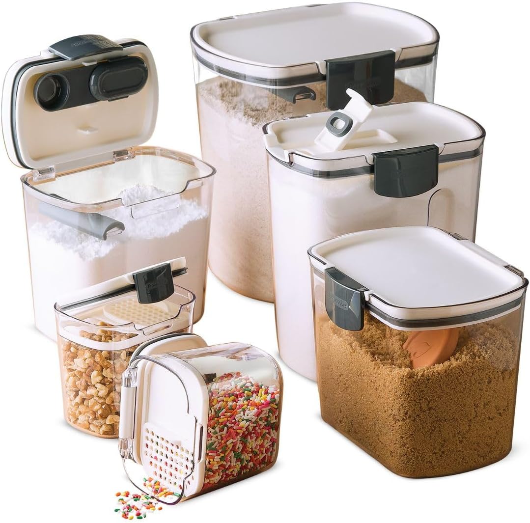 Progressive ProKeeper Baker's Airtight Kitchen Storage Canister Container Set for Flour, Sugar & More, Keeps Ingredients Fresh, with Accessories (Multicolor, 6- Piece) Progressive ProKeeper Baker's Airtight Kitchen Storage Canister Container Set for Flour, Sugar & More, Keeps Ingredients Fresh, with Accessories (Multicolor, 6- Piece)