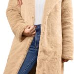 Women's Faux Fur Coat Teddy Fuzzy Fleece Open Front Elegant Lapel Collar Long Sleeve Longline Loose Jacket