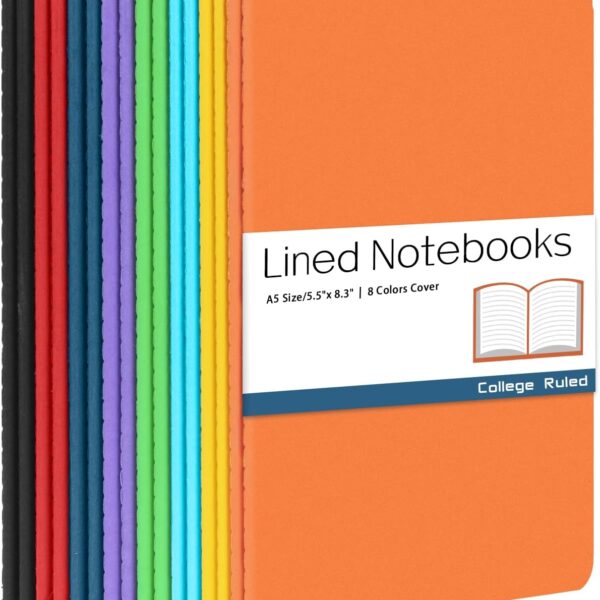 Gwybkq A5 Lined Notebooks Bulk Journals for Kids Writing 16 Packs(5.5x8.3) College Ruled,Colored Notebooks for College Students Teen School Office Supplies Note Taking