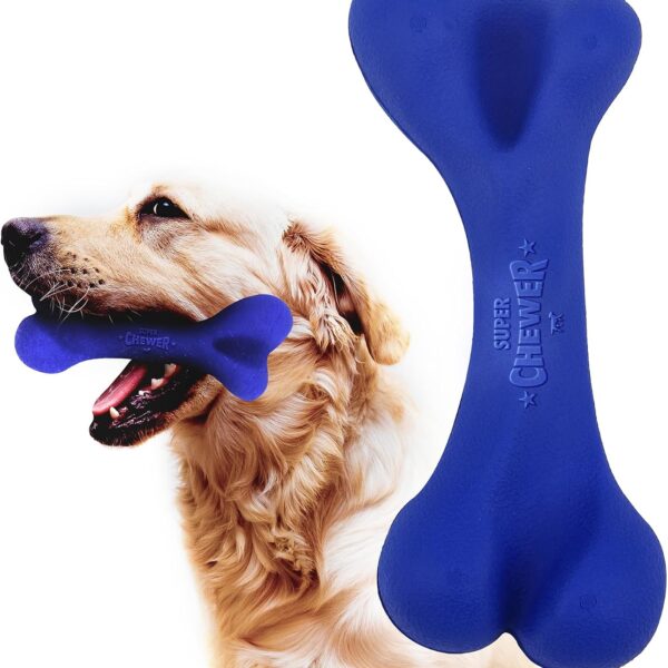 SuperChewer Tough Dog Bone Toy | Lifetime Replacement | Strong Natural Rubber | Great Dog Fetch Toy | Chew Toys for Dogs | Ultra Durable Chew Toys for Moderate Chewers | Large Breed Tested