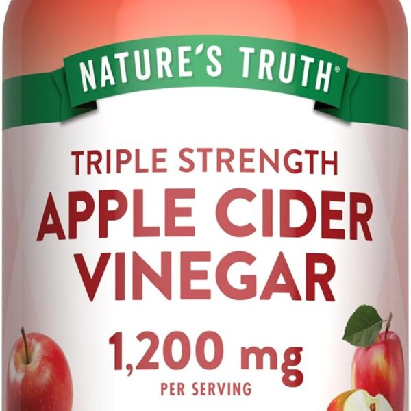 Nature's Truth Apple Cider Vinegar Vegan Capsules | 1200mg | 60 Veggie Pills | Extra Strength | Vegan, Non-GMO and Gluten Free Supplement