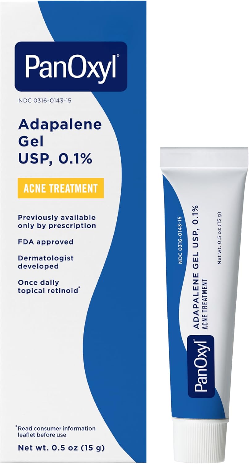 PanOxyl Adapalene 0.1% Leave-On Gel, Retinoid Gel Acne Treatment, 30-Day Supply, Acne Prone Skin, Oil, Fragrance, and Paraben Free, 0.5 oz PanOxyl Adapalene 0.1% Leave-On Gel, Retinoid Gel Acne Treatment, 30-Day Supply, Acne Prone Skin, Oil, Fragrance, and Paraben Free, 0.5 oz