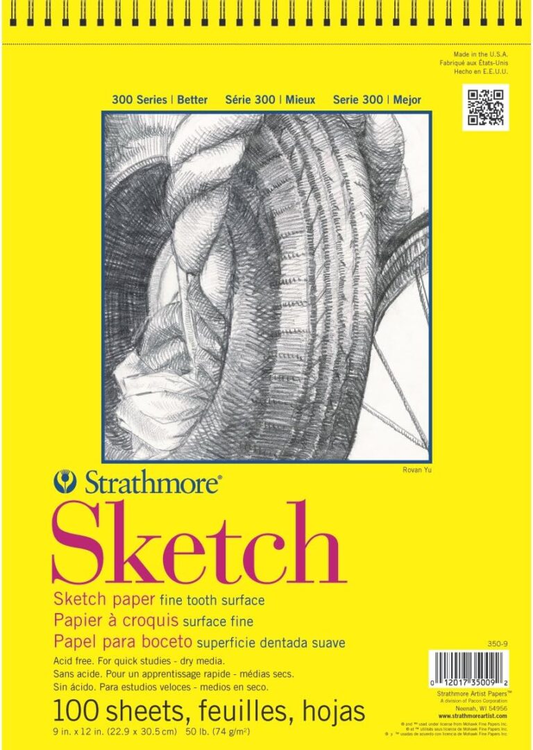 Strathmore 300 Series Wire Bound Sketch Pad, 50 lb. Paper, 9 X 12 inches, 100 Sheets (350-9)