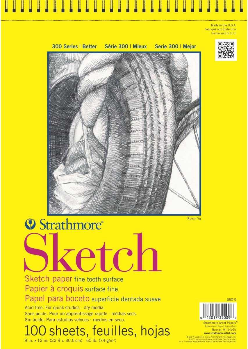 Strathmore 300 Series Wire Bound Sketch Pad, 50 lb. Paper, 9 X 12 inches, 100 Sheets (350-9) Strathmore 300 Series Wire Bound Sketch Pad, 50 lb. Paper, 9 X 12 inches, 100 Sheets (350-9)