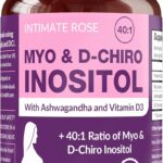 Intimate Rose Myo-Inositol & D-Chiro Inositol Supplement for Women - Hormone Balance & Ovarian Support for Women - Ideal 40:1 Ratio, Vitamin D + Ashwagandha