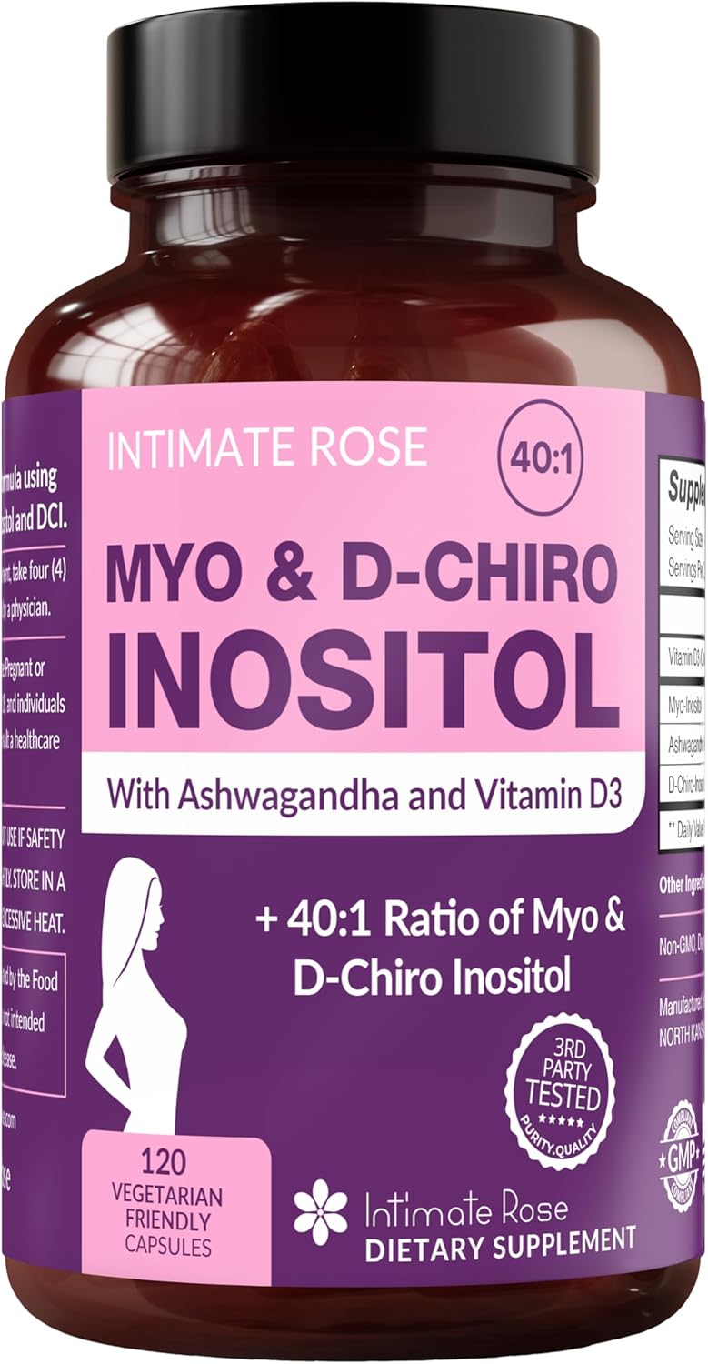 Intimate Rose Myo-Inositol & D-Chiro Inositol Supplement for Women - Hormone Balance & Ovarian Support for Women - Ideal 40:1 Ratio, Vitamin D + Ashwagandha Intimate Rose Myo-Inositol & D-Chiro Inositol Supplement for Women - Hormone Balance & Ovarian Support for Women - Ideal 40:1 Ratio, Vitamin D + Ashwagandha