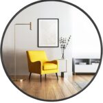 Oruii Round Mirror, Black Round Mirror 24 inch, Circle Wall Mirrors Metal Frame, Black Circular Mirrors for Bathroom, Wall, Living Room, Entryway, Hallway, Vanity, Rustic