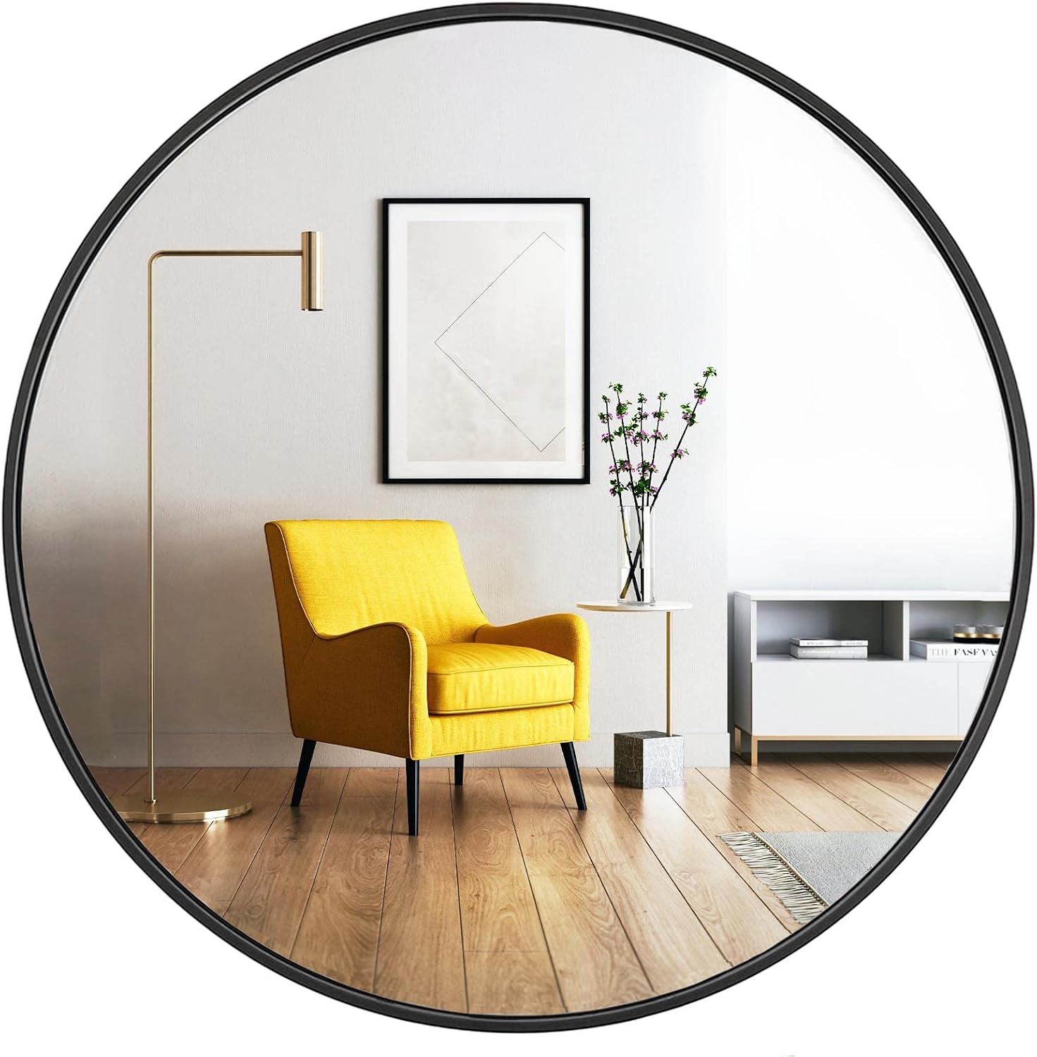 Oruii Round Mirror, Black Round Mirror 24 inch, Circle Wall Mirrors Metal Frame, Black Circular Mirrors for Bathroom, Wall, Living Room, Entryway, Hallway, Vanity, Rustic Oruii Round Mirror, Black Round Mirror 24 inch, Circle Wall Mirrors Metal Frame, Black Circular Mirrors for Bathroom, Wall, Living Room, Entryway, Hallway, Vanity, Rustic