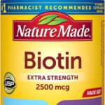 Nature Made Biotin 2500 mcg Extra Strength, 150 Softgels | Biotin Supplements for Women and Men to Support Healthy Hair Skin and Nails for Those Low in Biotin, 150 Day Supply