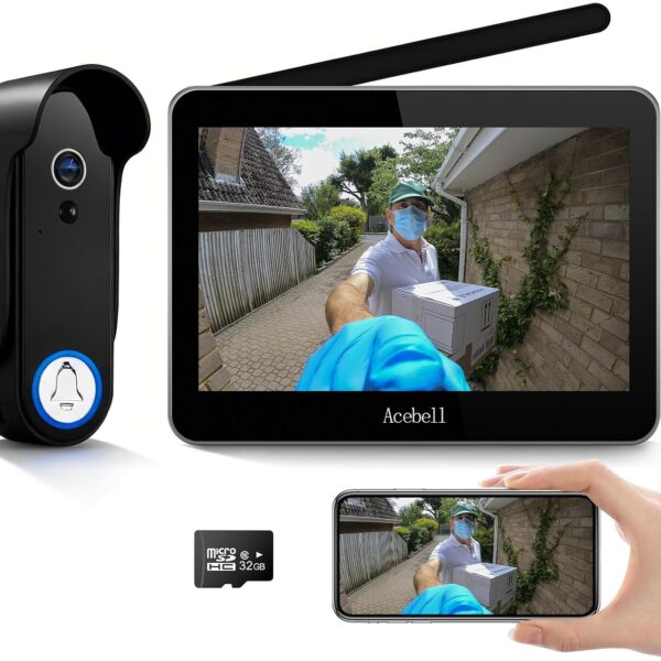 Wireless Smart Video Doorbell Intercom System, WiFi 1080P Video Doorbell Camera with Monitor, Video Door Phone with 7''Touch Screen, Motion Detection, No Subscription, APP Control