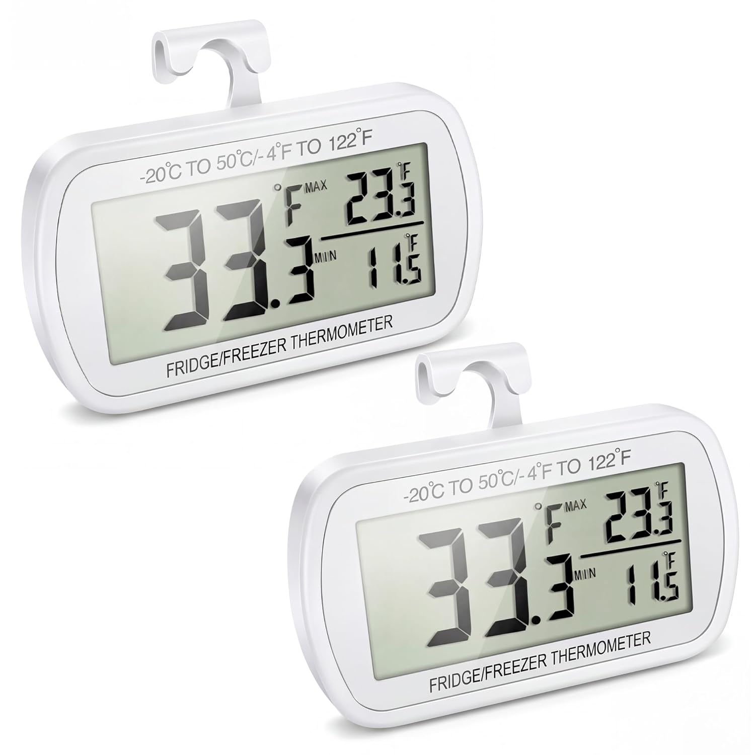 Waterproof Refrigerator Fridge Thermometer, Digital Freezer Room Thermometer, Max/Min Record Function Large LCD Screen and Magnetic Back for Kitchen, Home, Restaurants (2 Pack) Waterproof Refrigerator Fridge Thermometer, Digital Freezer Room Thermometer, Max/Min Record Function Large LCD Screen and Magnetic Back for Kitchen, Home, Restaurants (2 Pack)