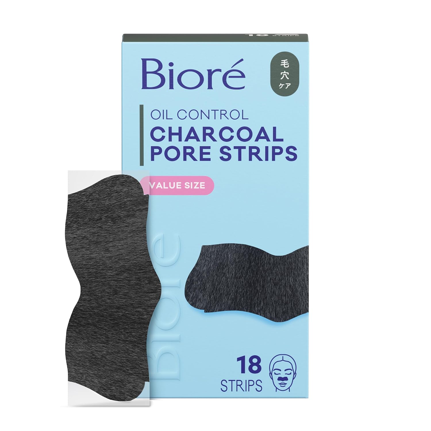 Biore Charcoal Deep Cleansing Pore Strips, Nose Strips for Blackhead Removal on Oily Skin, Features C-Bond Technology with Instant Pore Unclogging, 18 Count Biore Charcoal Deep Cleansing Pore Strips, Nose Strips for Blackhead Removal on Oily Skin, Features C-Bond Technology with Instant Pore Unclogging, 18 Count