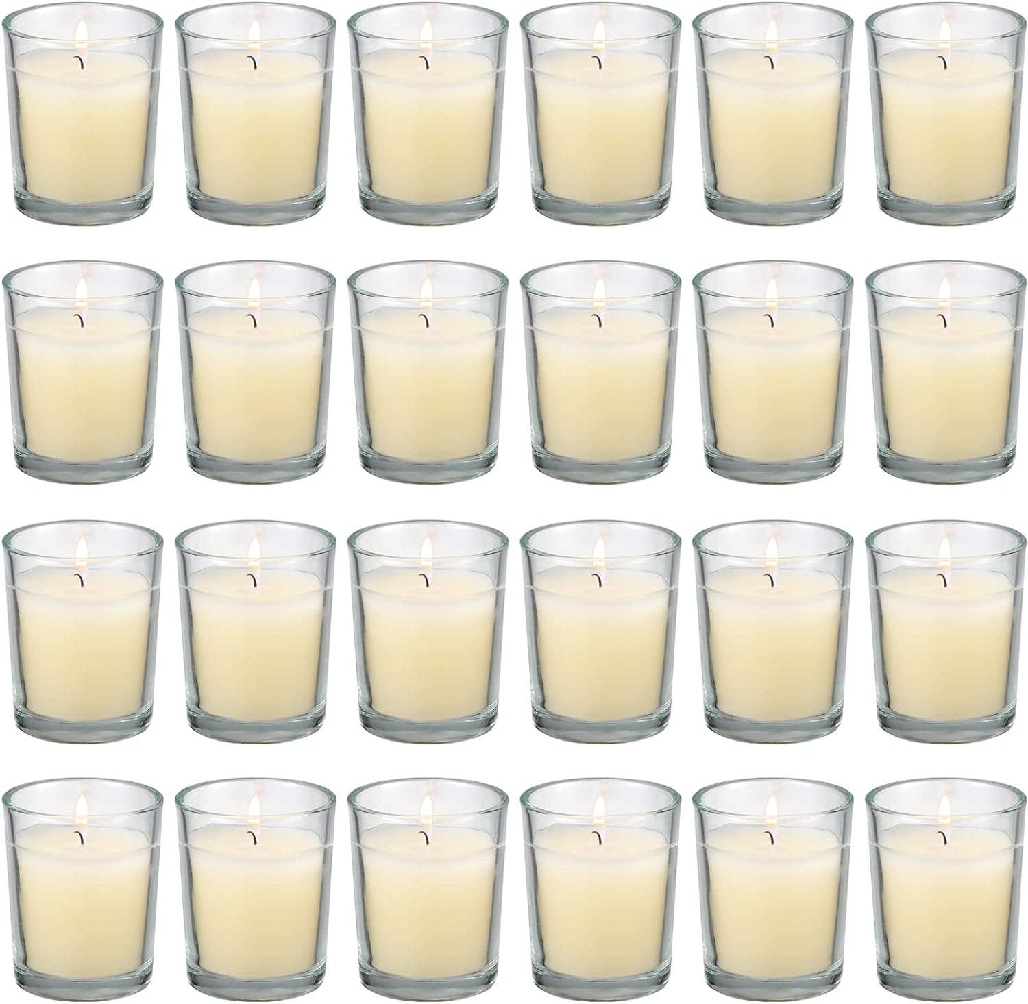 flamecan 24 Pack Clear Glass Filled Ivory Votive Candles. Unscented Votive Candles for Home Dcor Spa Weddings Birthdays Holidays Party flamecan 24 Pack Clear Glass Filled Ivory Votive Candles. Unscented Votive Candles for Home Dcor Spa Weddings Birthdays Holidays Party