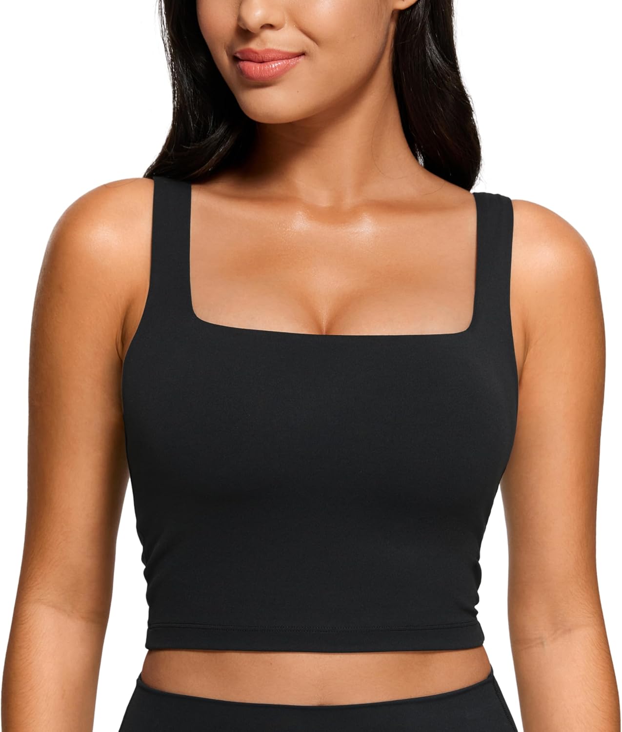 CRZ YOGA Butterluxe Square Neck Crop Tank Tops for Women - Workout Longline Sports Bras Padded Yoga Camisole CRZ YOGA Butterluxe Square Neck Crop Tank Tops for Women - Workout Longline Sports Bras Padded Yoga Camisole