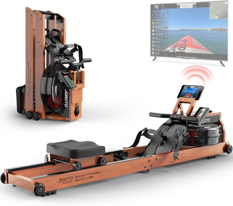 JOROTO Water Rowing Machines for Home, Foldable Rowing Machine with 400LBS Weight Capacity, Dedicated Monitor & Bluetooth APP, Large Water Tank & Comfortable Seat for Immersive Water Rower